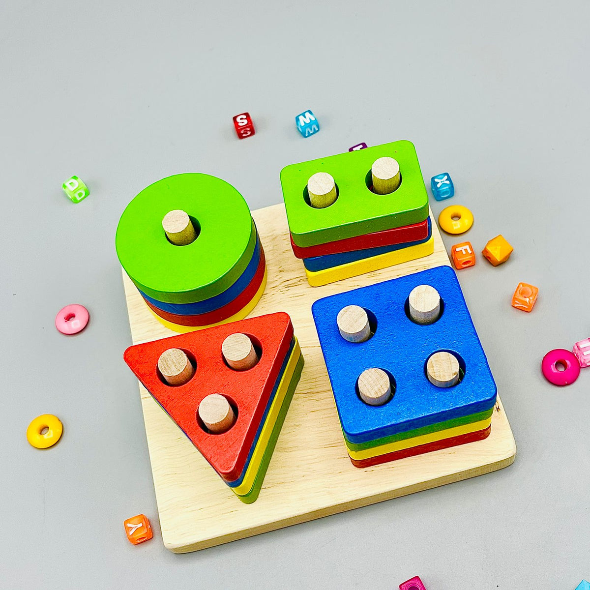 Four Columns Shape Matching Wooden Toy