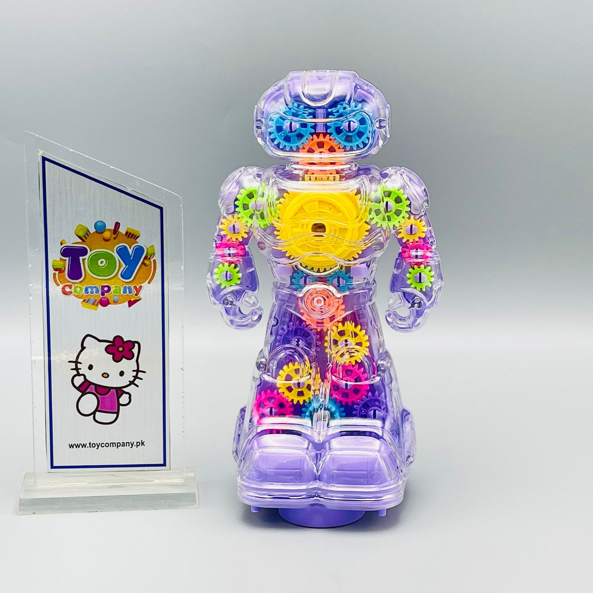 Electric Transparent Gear Robot Toy With Light Effects