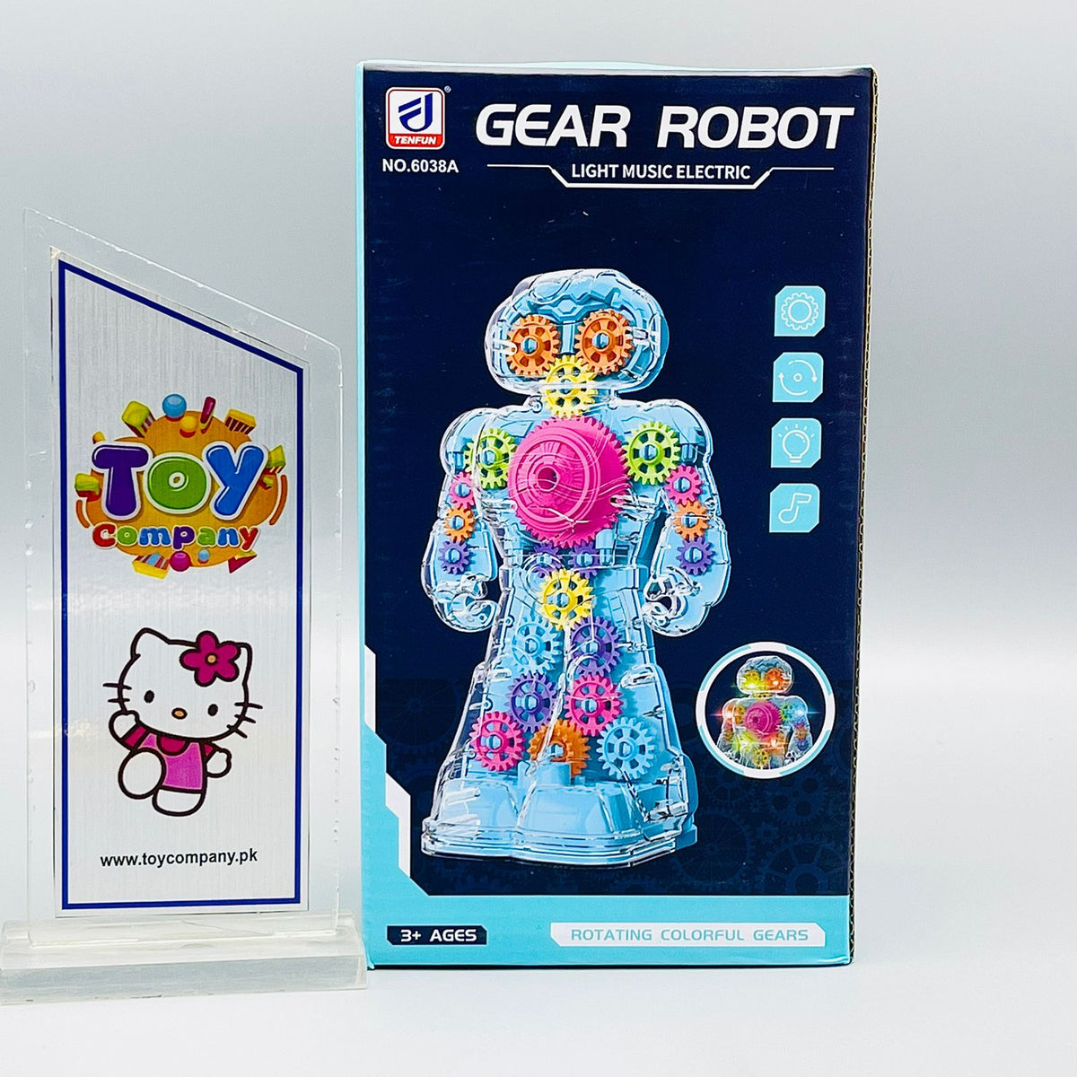 Electric Transparent Gear Robot Toy With Light Effects