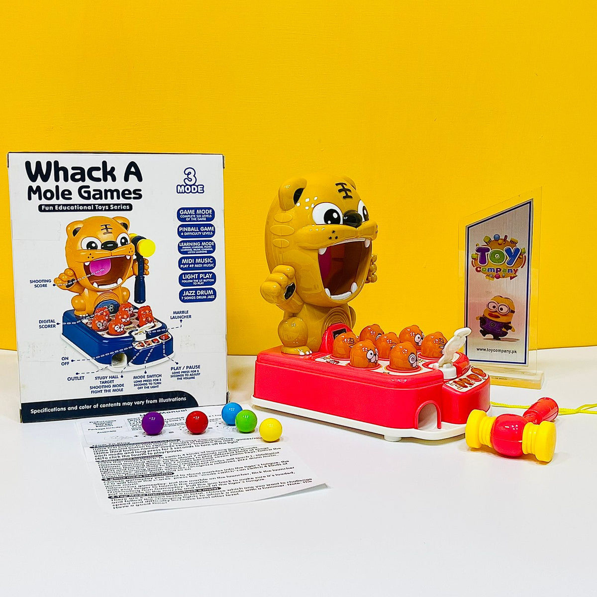 3 in 1 Tiger Shooting Whack a Mole Game