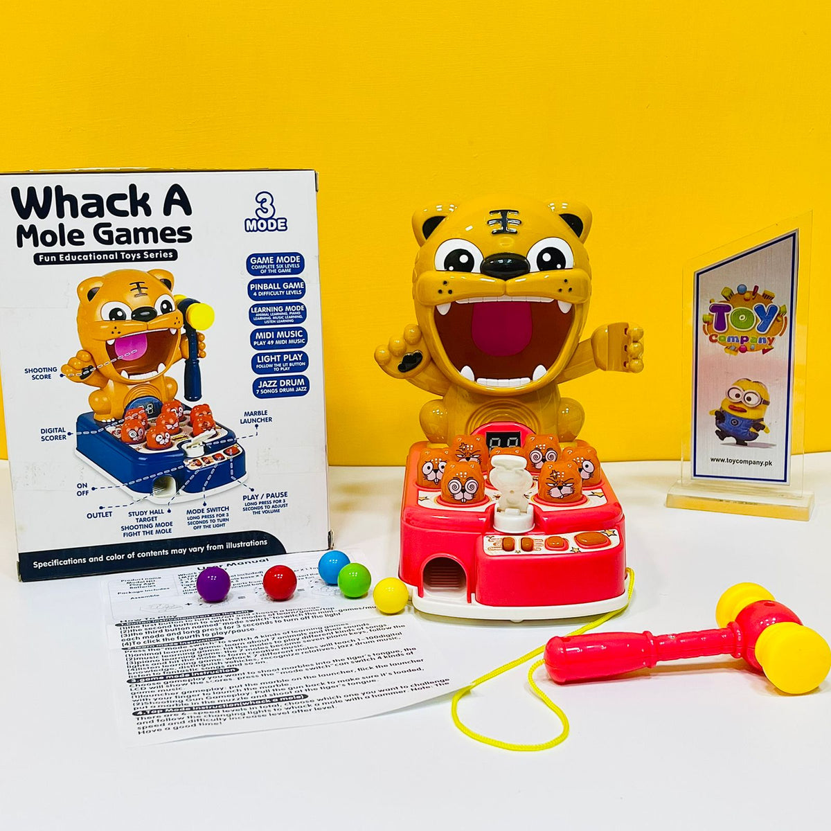 3 in 1 Tiger Shooting Whack a Mole Game