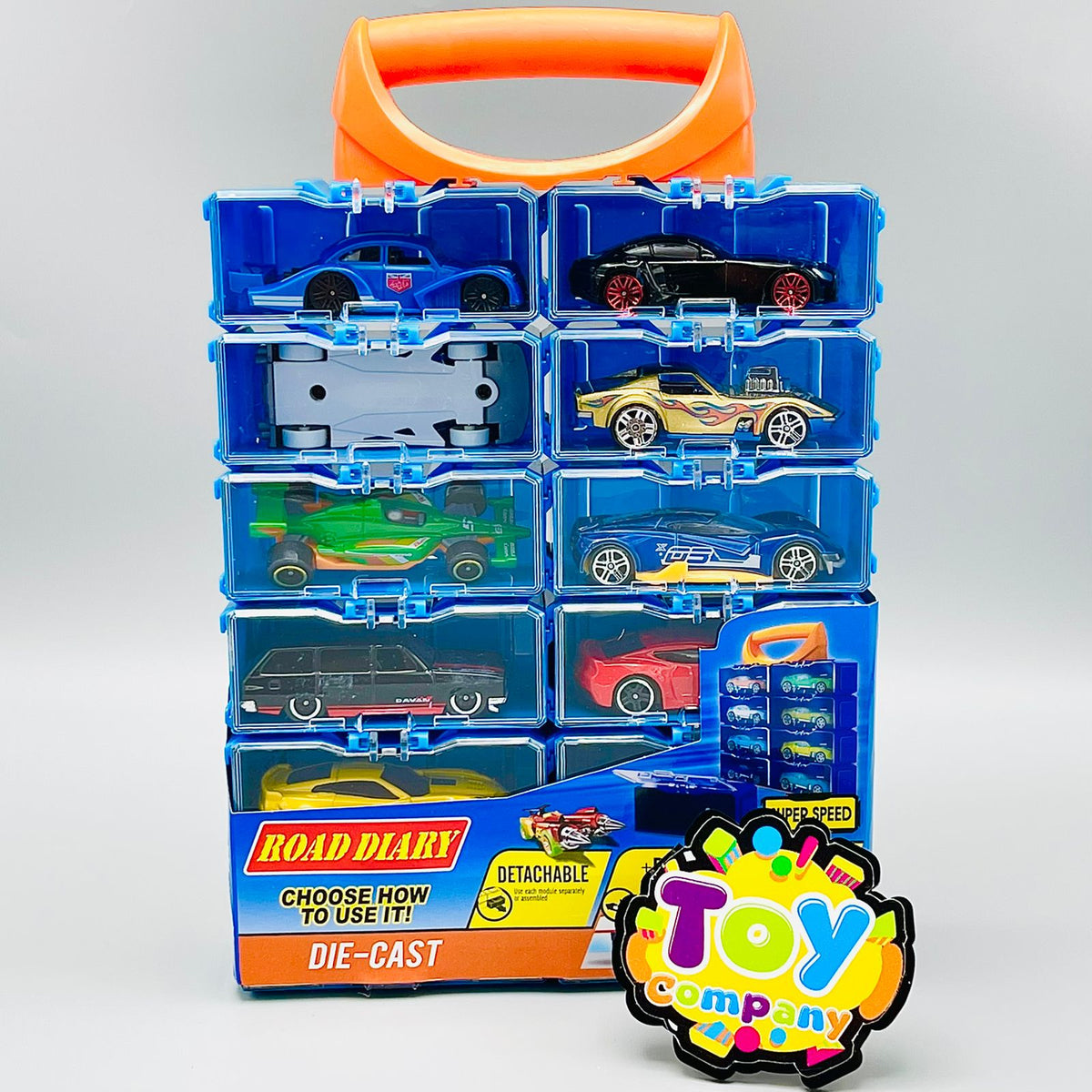 Diecast Set of 12 Cars with Display Racks