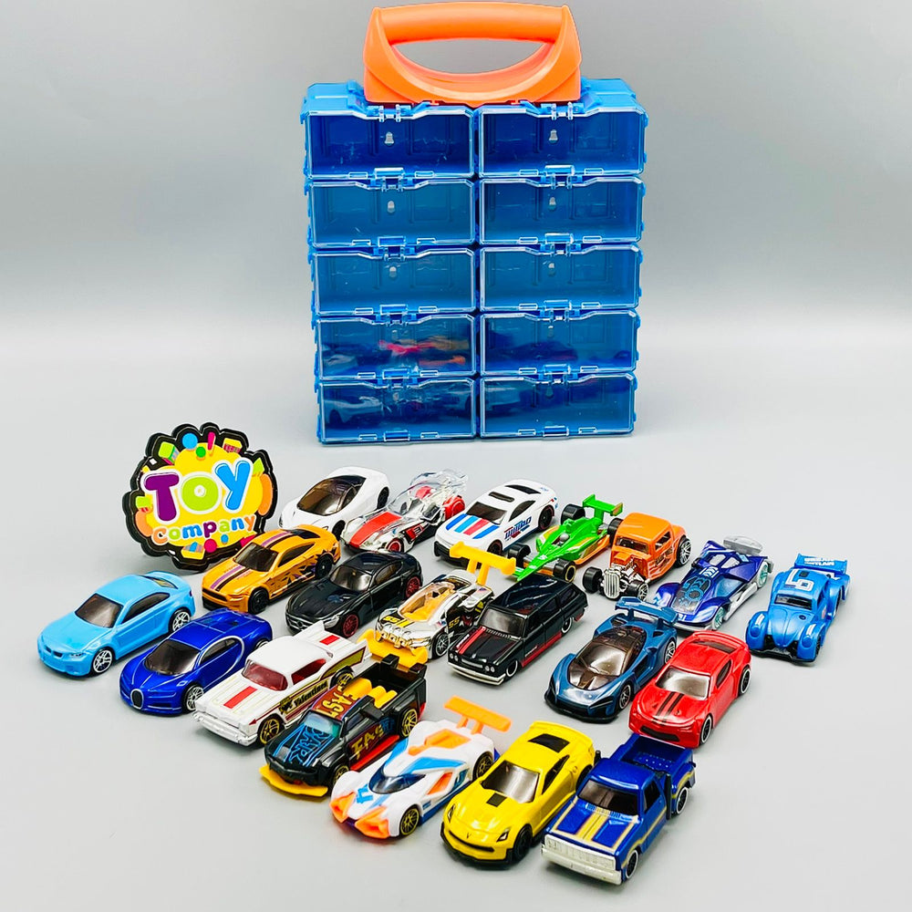 Diecast Set of 20 Cars with Display Racks