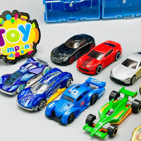 Diecast Set of 12 Cars with Display Racks