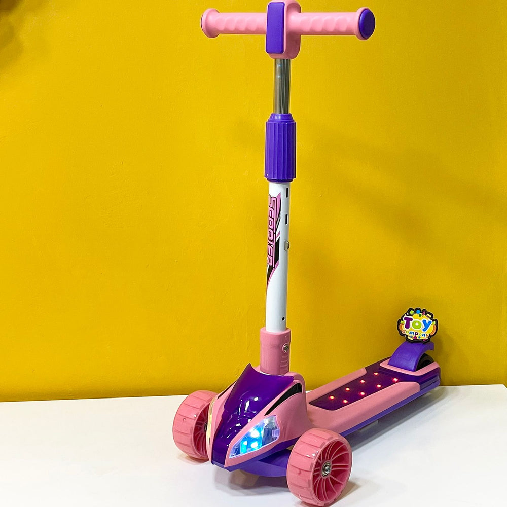 3 Wheels Scooter with Lights & Sound - Pink & Purple