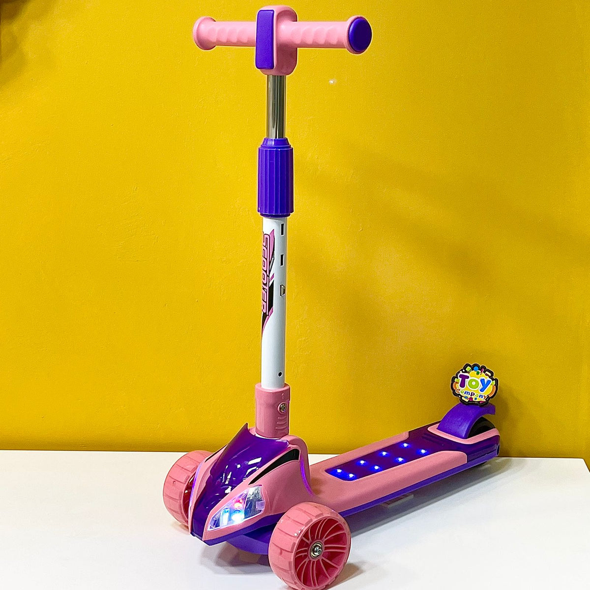 3 Wheels Scooter with Lights & Sound - Pink & Purple