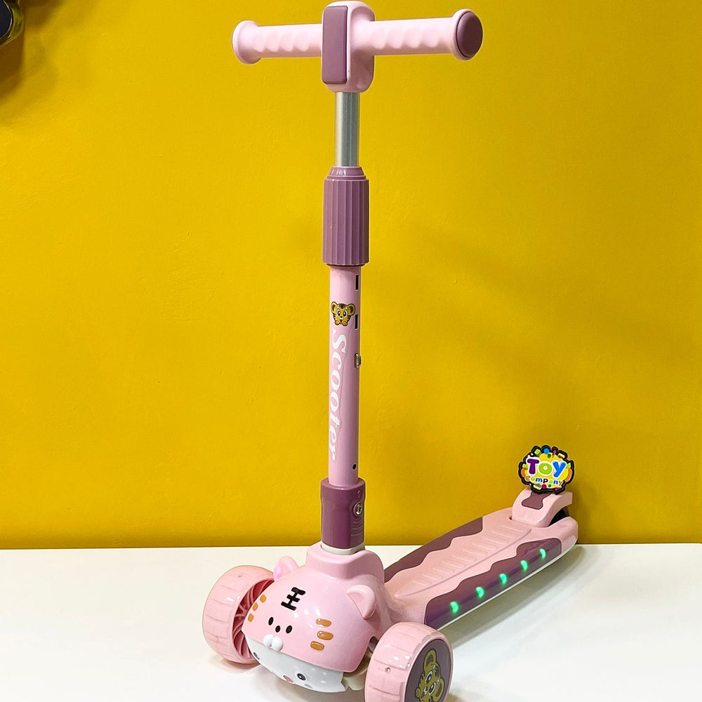 3 Wheels Animal Shaped Scooter with Lights & Sound - Pink