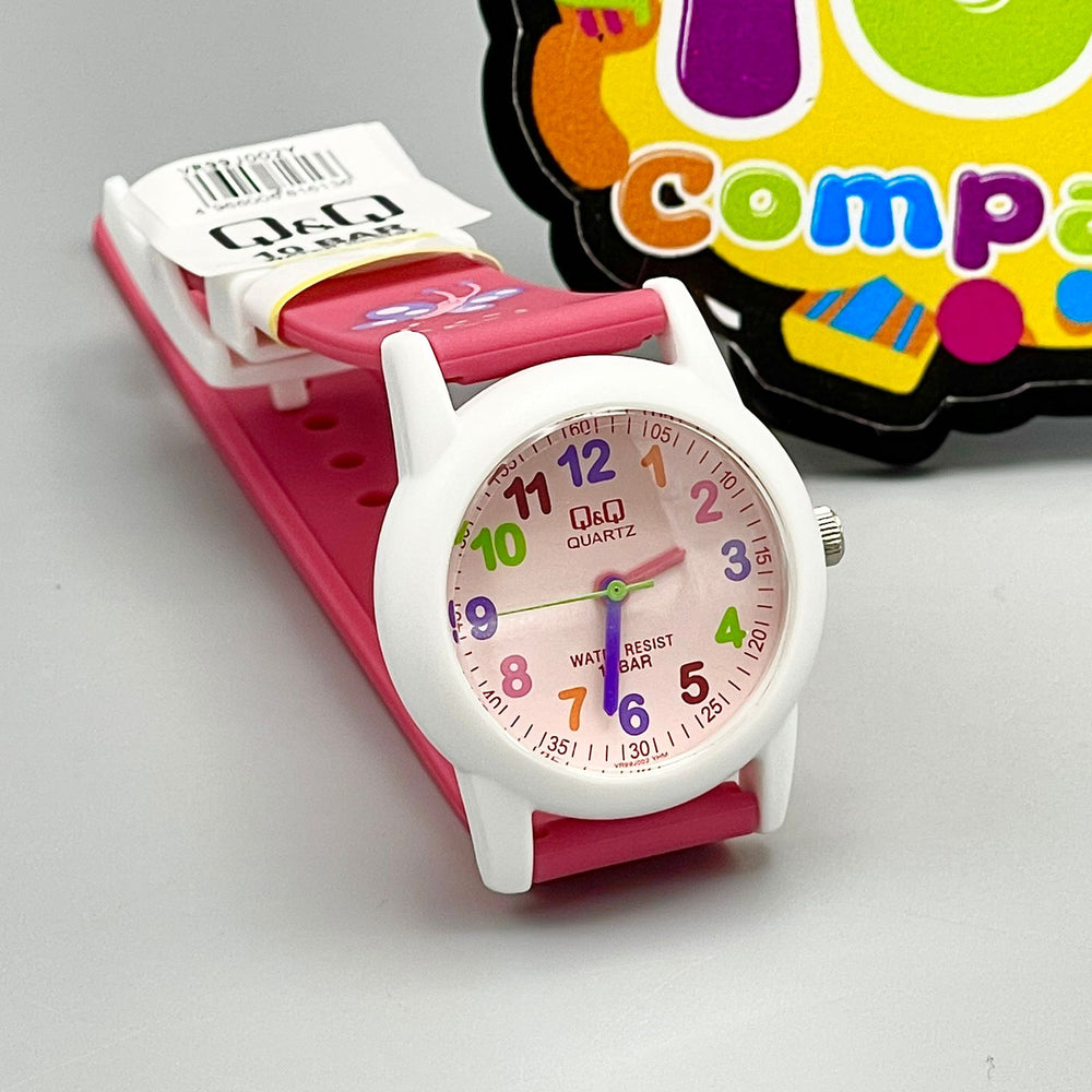 Q&Q Water Resistant Round Dial Girls Watch