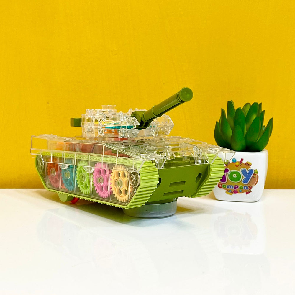 Transparent Tank Toy with Gears, Lights & Sound