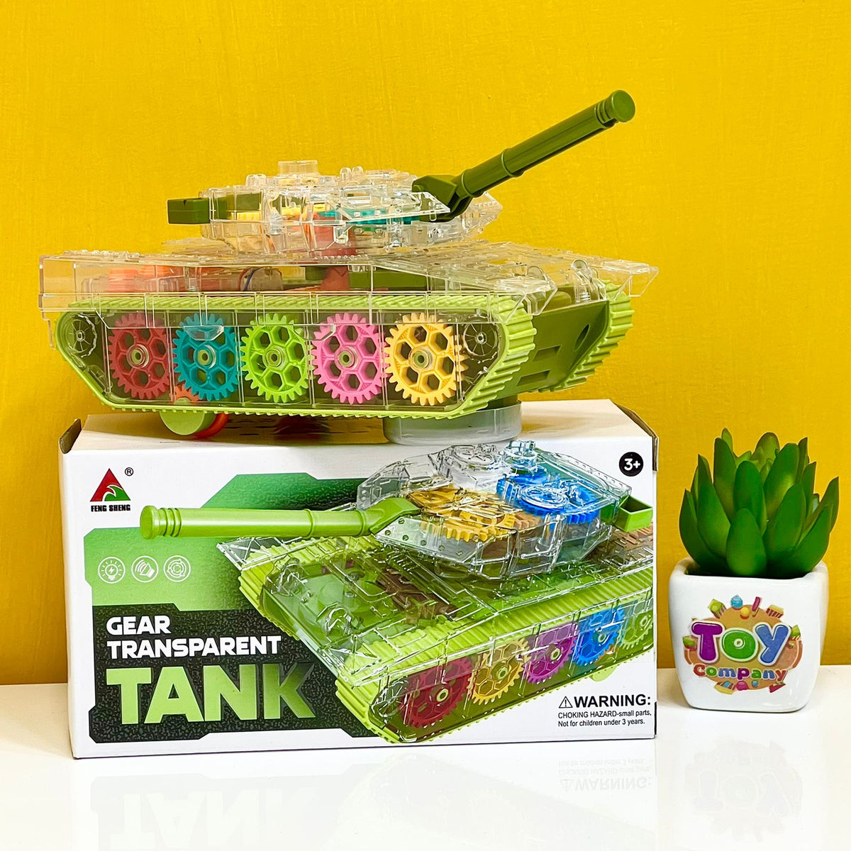 Transparent Tank Toy with Gears, Lights & Sound
