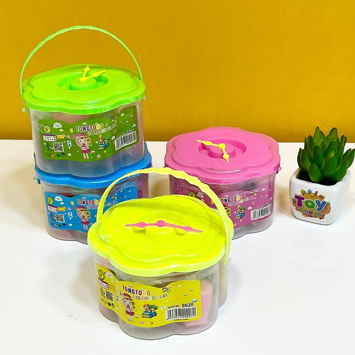 Play Dough with Clock Storage Can