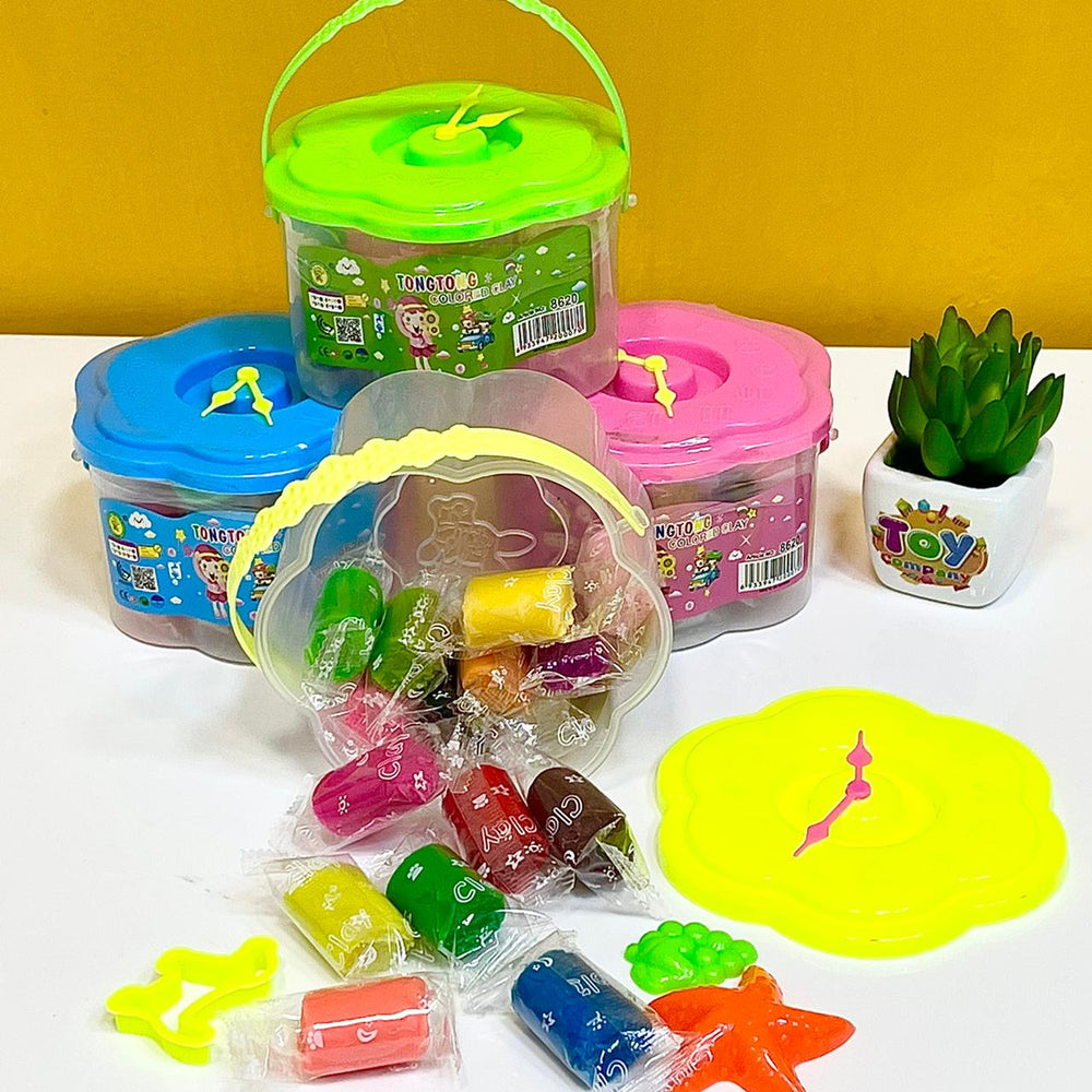 Play Dough with Clock Storage Can