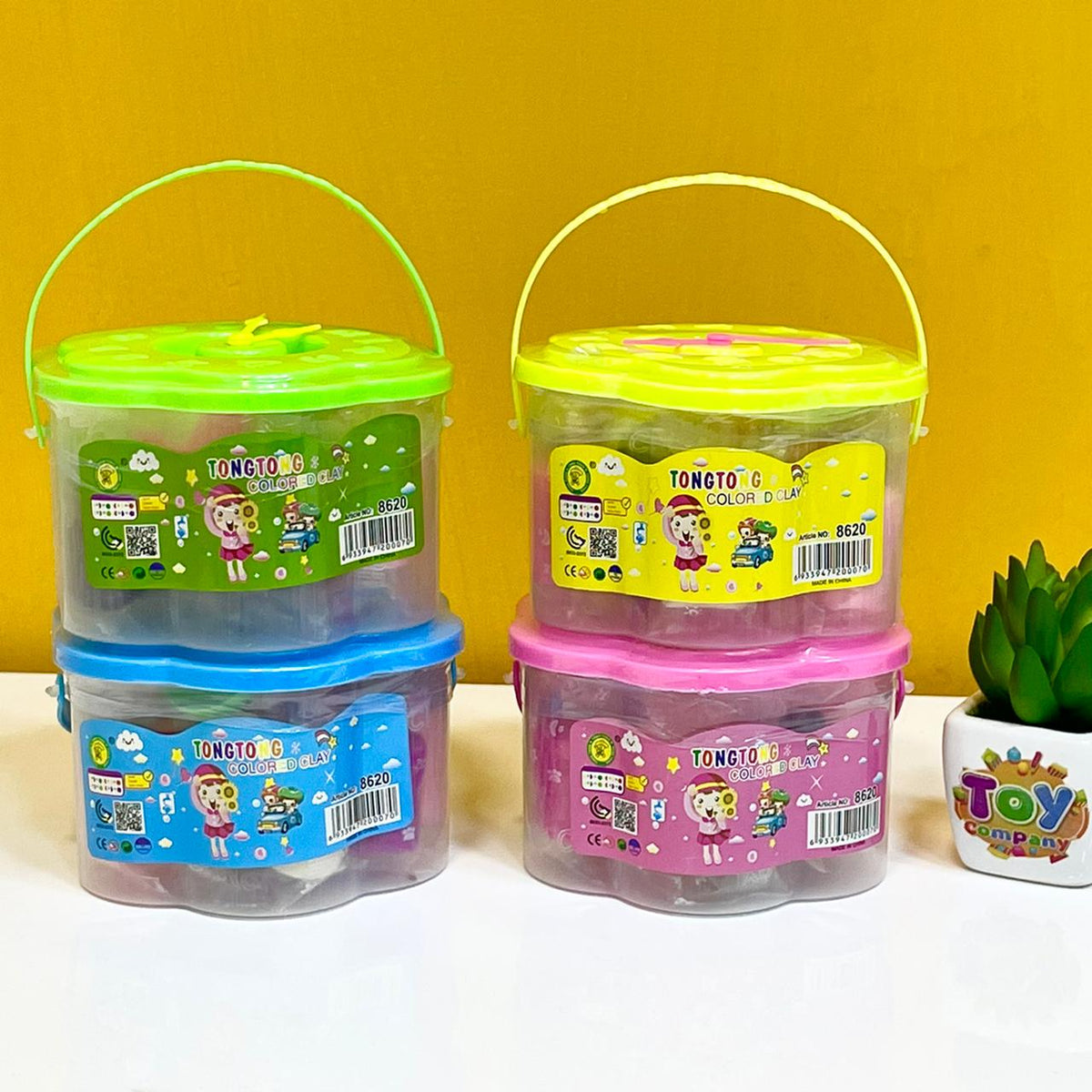 Play Dough with Clock Storage Can