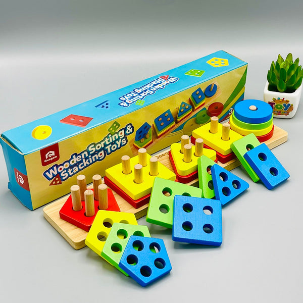 Coogam Wooden Sorting & Stacking Toy