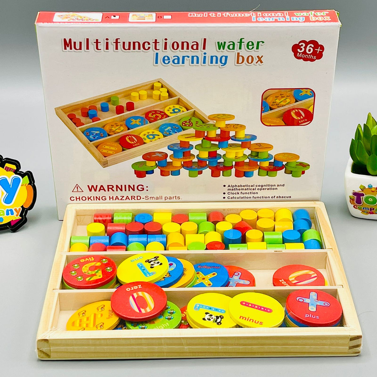 Wooden Wafer and Letter Learning Box