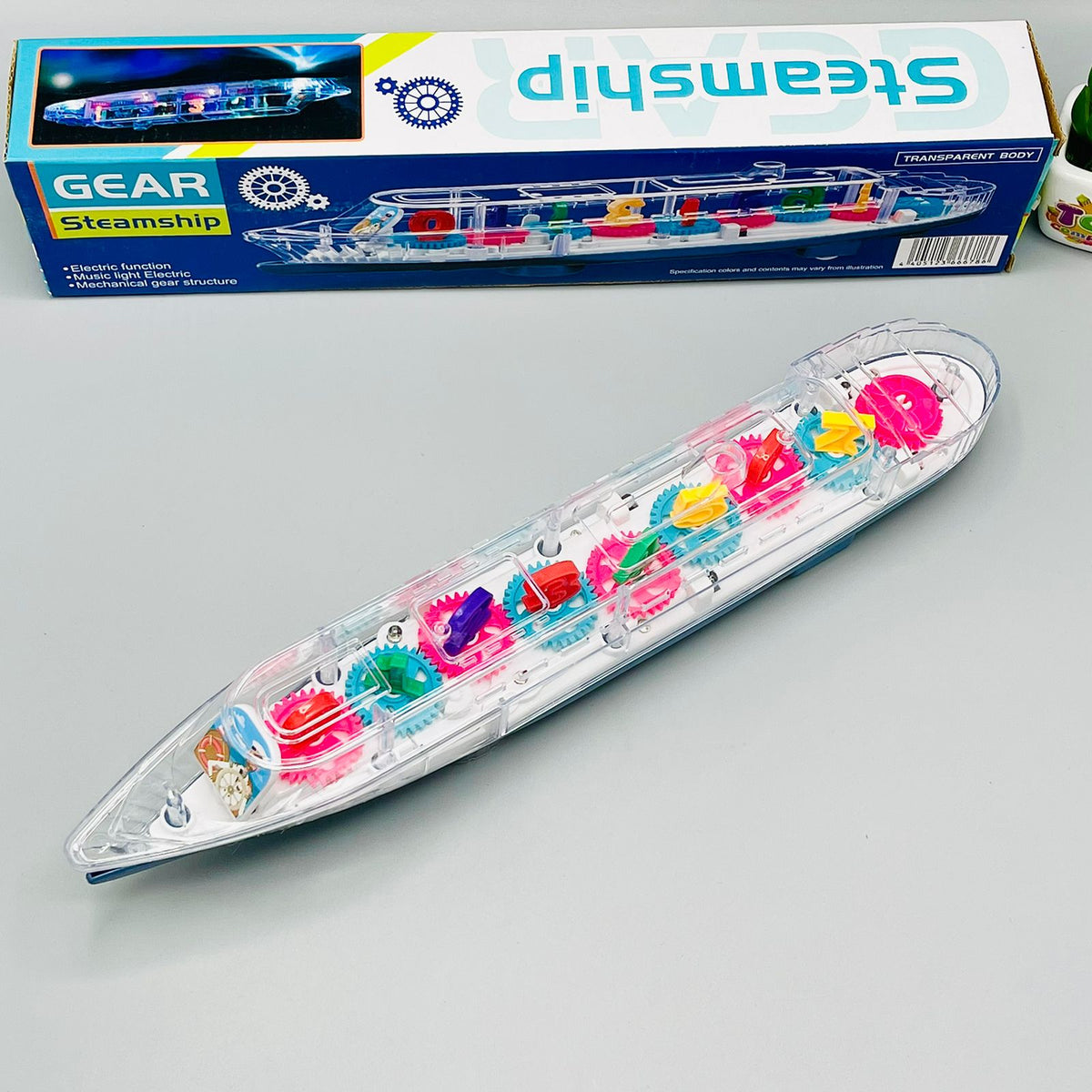 Transparent Body Gear Steamship Toy