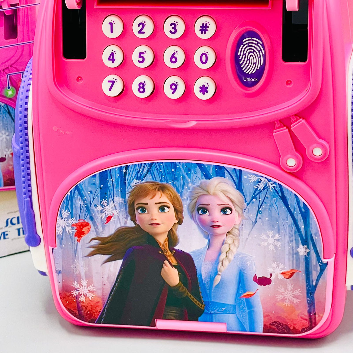 Frozen School Bag Piggy Bank ATM - Fingerprint