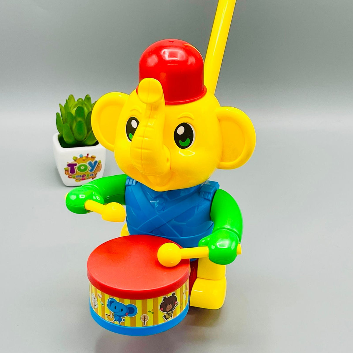 Hand Push Elephant Toy Drummer