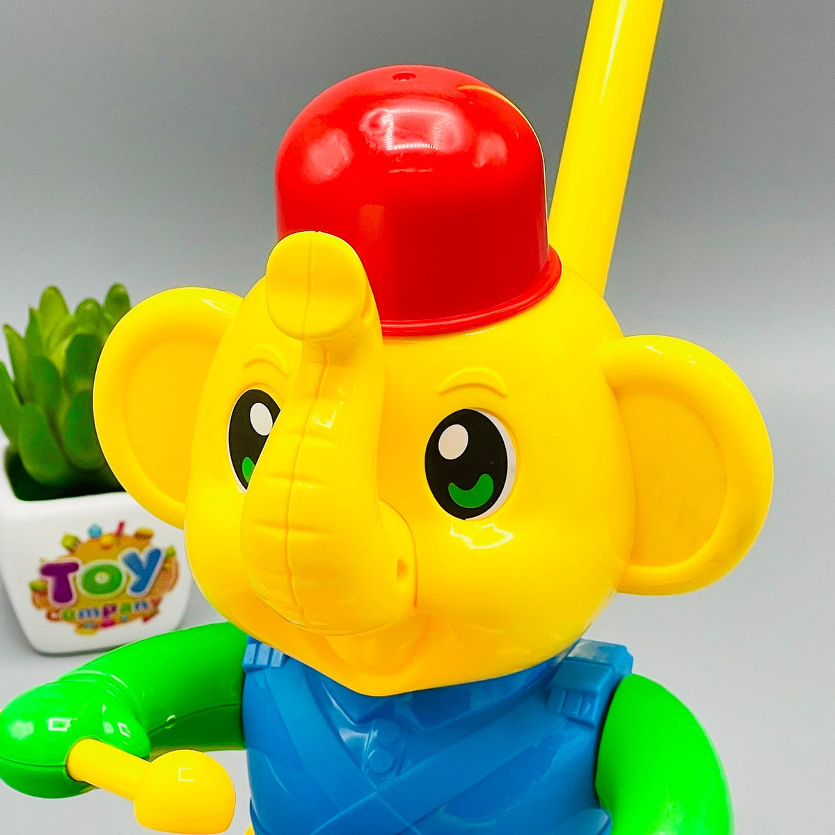 Hand Push Elephant Toy Drummer