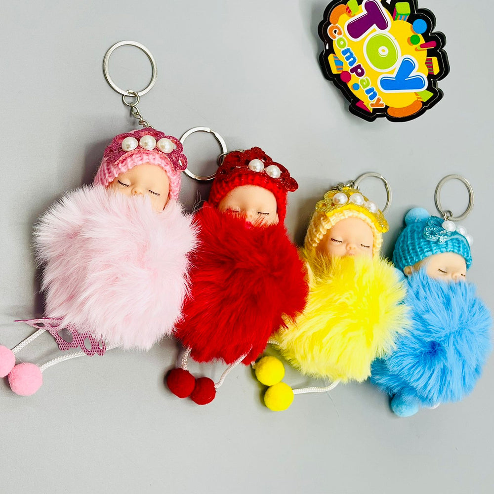 Fluffy Sleeping Baby Key Ring