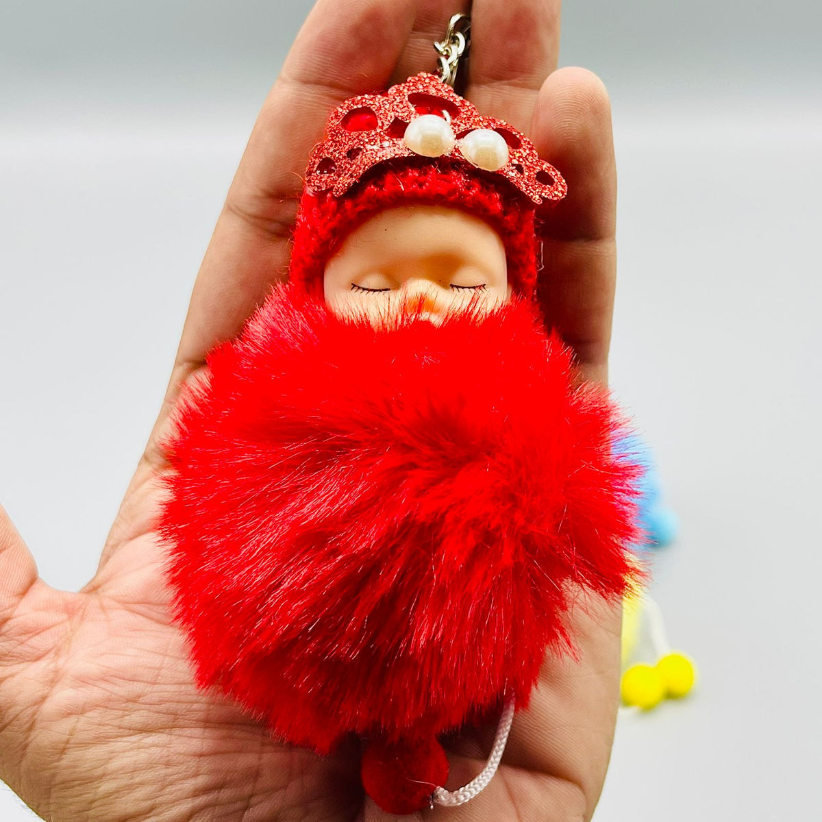 Fluffy Sleeping Baby Key Ring