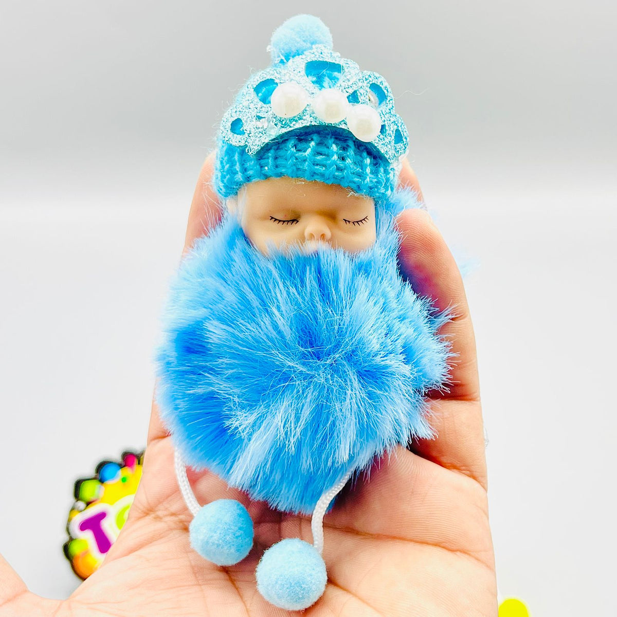 Fluffy Sleeping Baby Key Ring