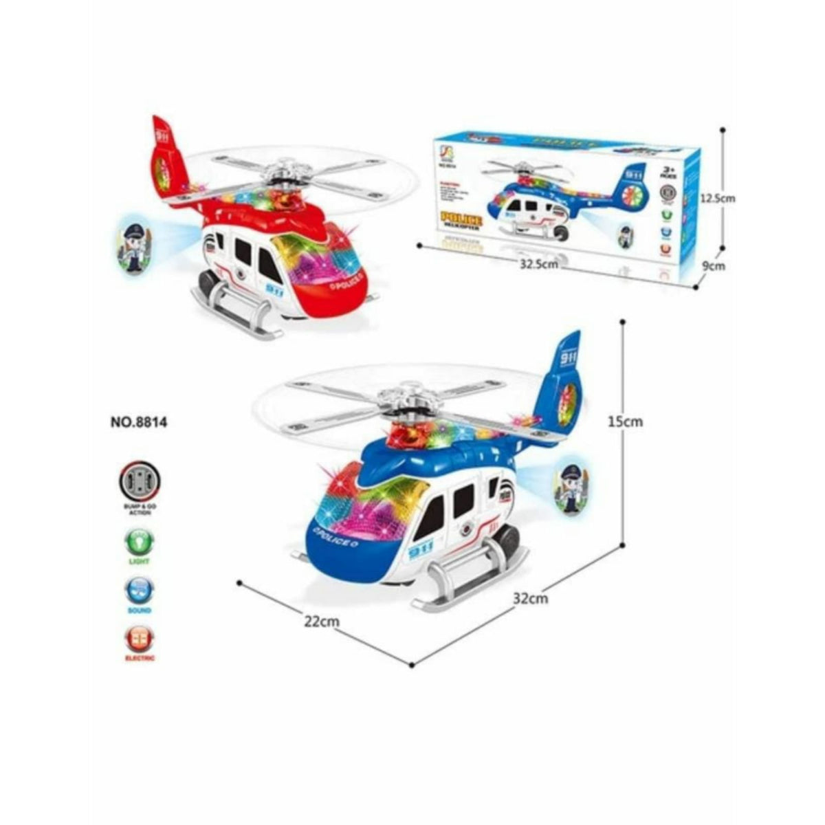 Electric Police Helicopter With Light & Sound