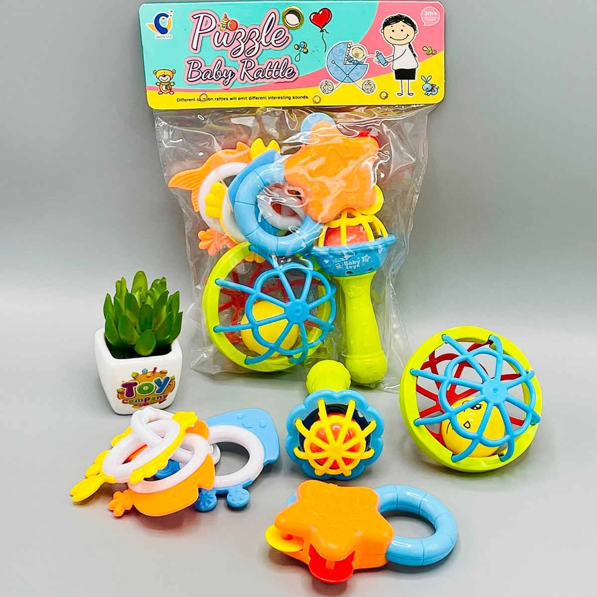 4Pcs Baby Rattles & Teething Toys