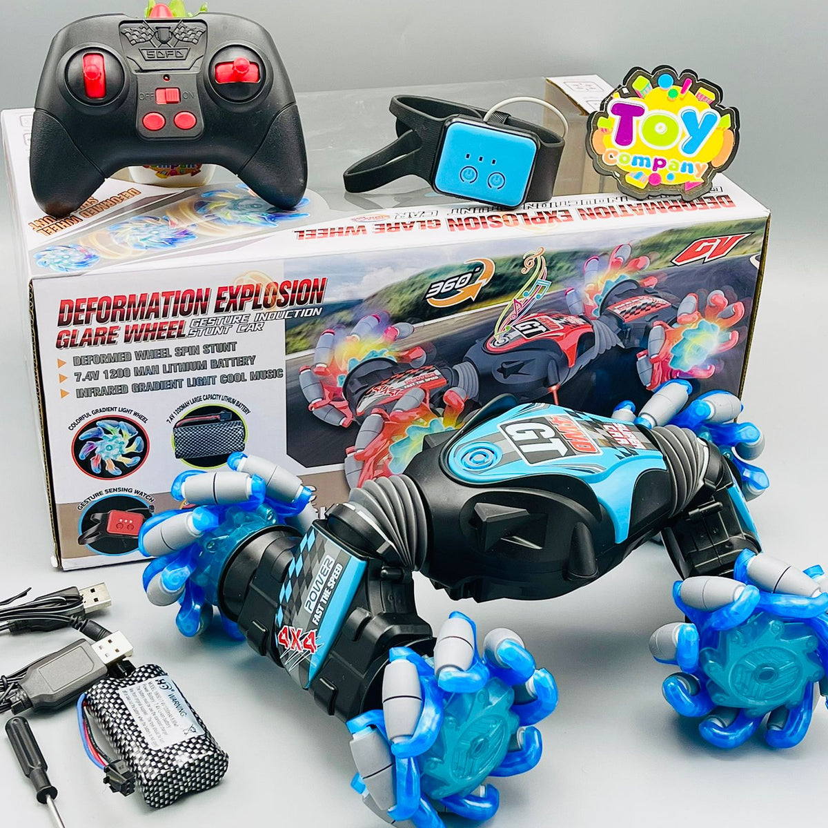 2 in 1 Deformation Explosion Glare Wheels Stunt Car