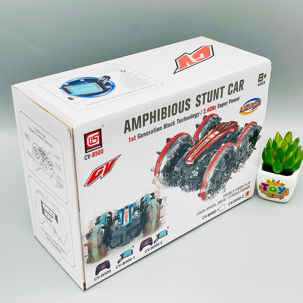 Amphibious 360° Double-Sided Rotation Stunt RC Car