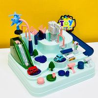 Manual Mechanical Car Adventure Track Set - 4Pcs Assorted Cars