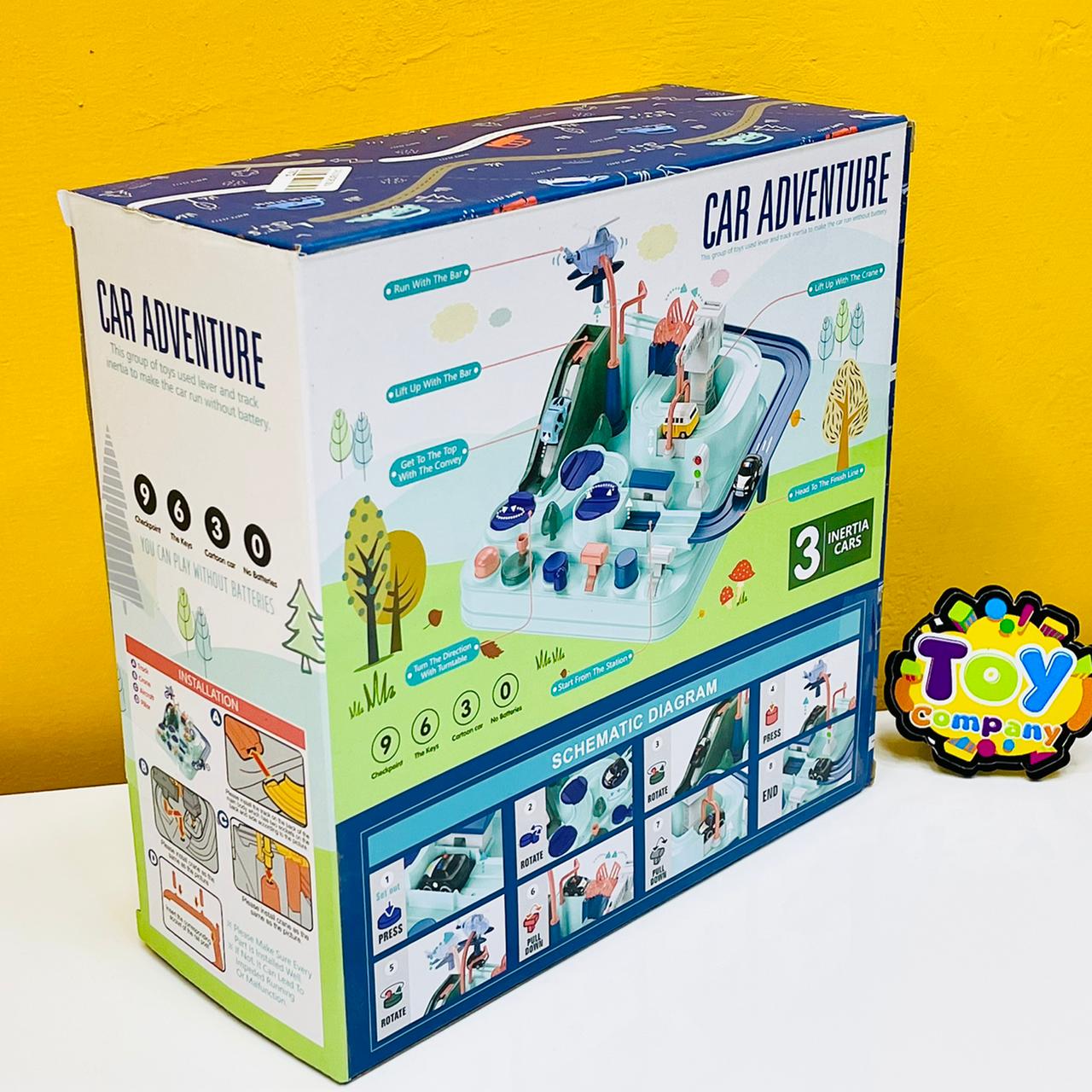 Manual Mechanical Car Adventure Track Set - 4Pcs Assorted Cars