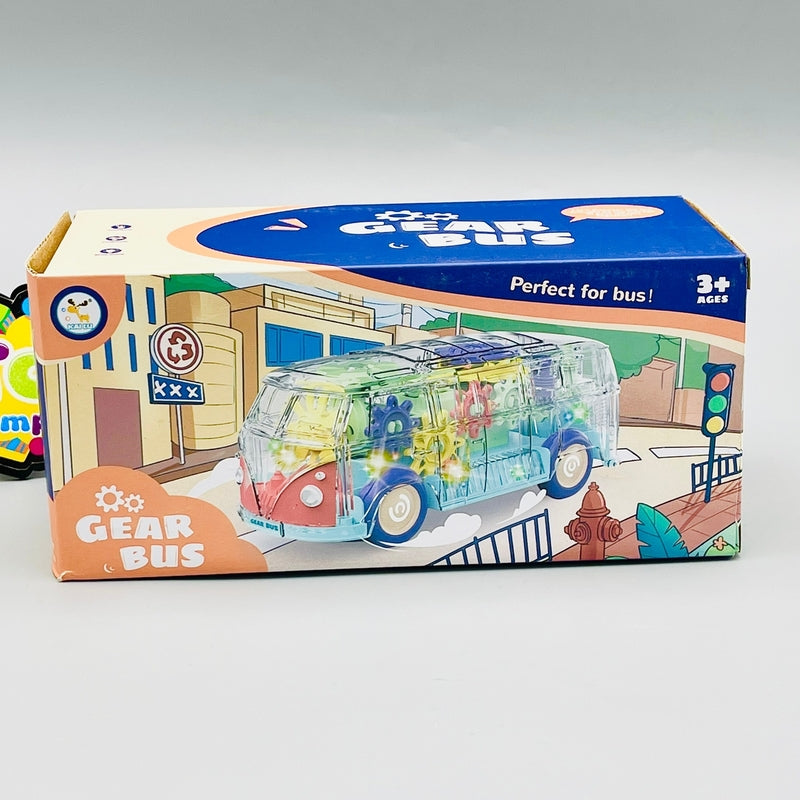 Transparent Bus Toy with Gears, Lights & Sound