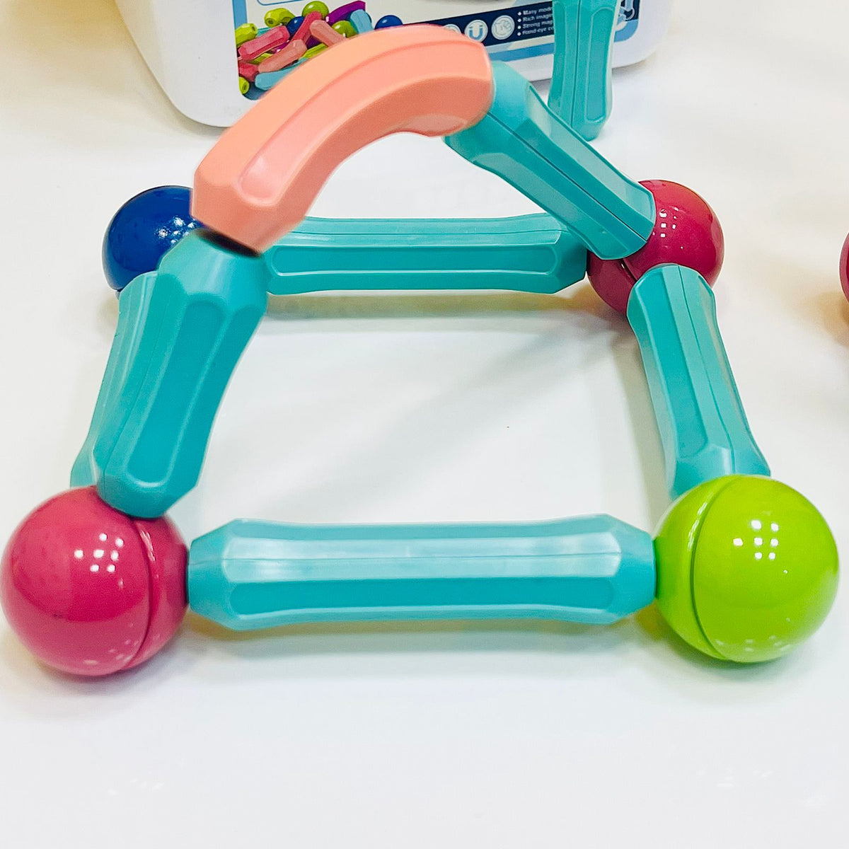 64 Pcs Magnetic Bar Blocks with Storage Basket