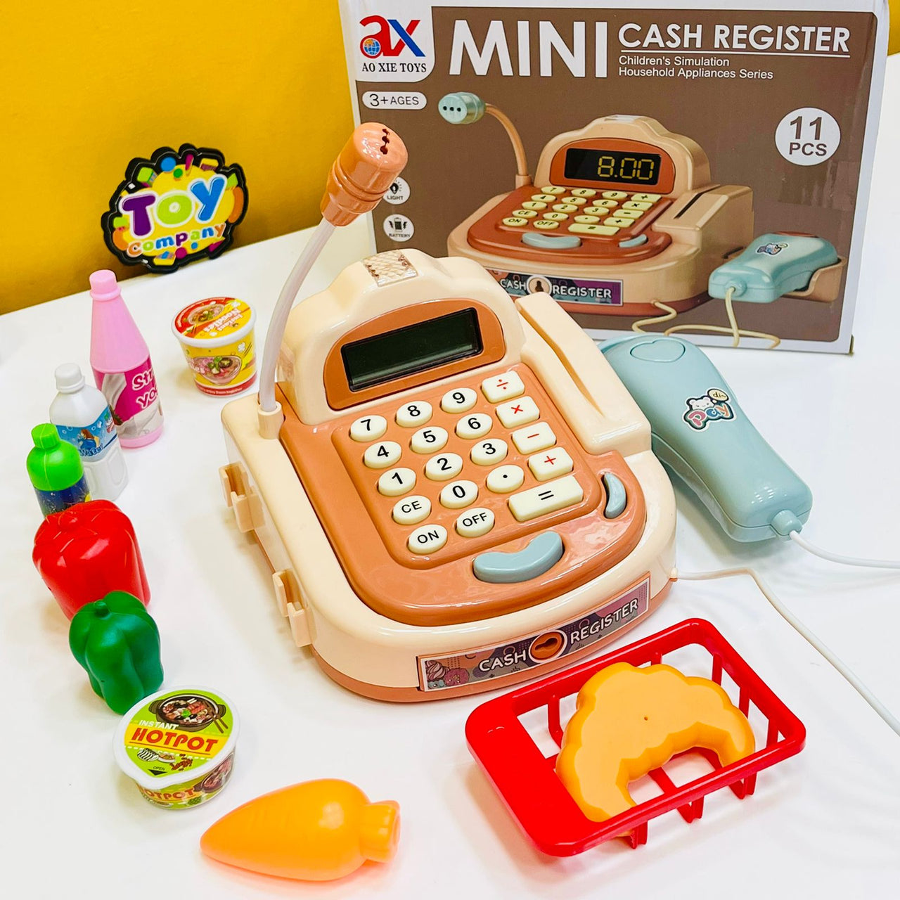 Mini Cash Register with Supermarket Items