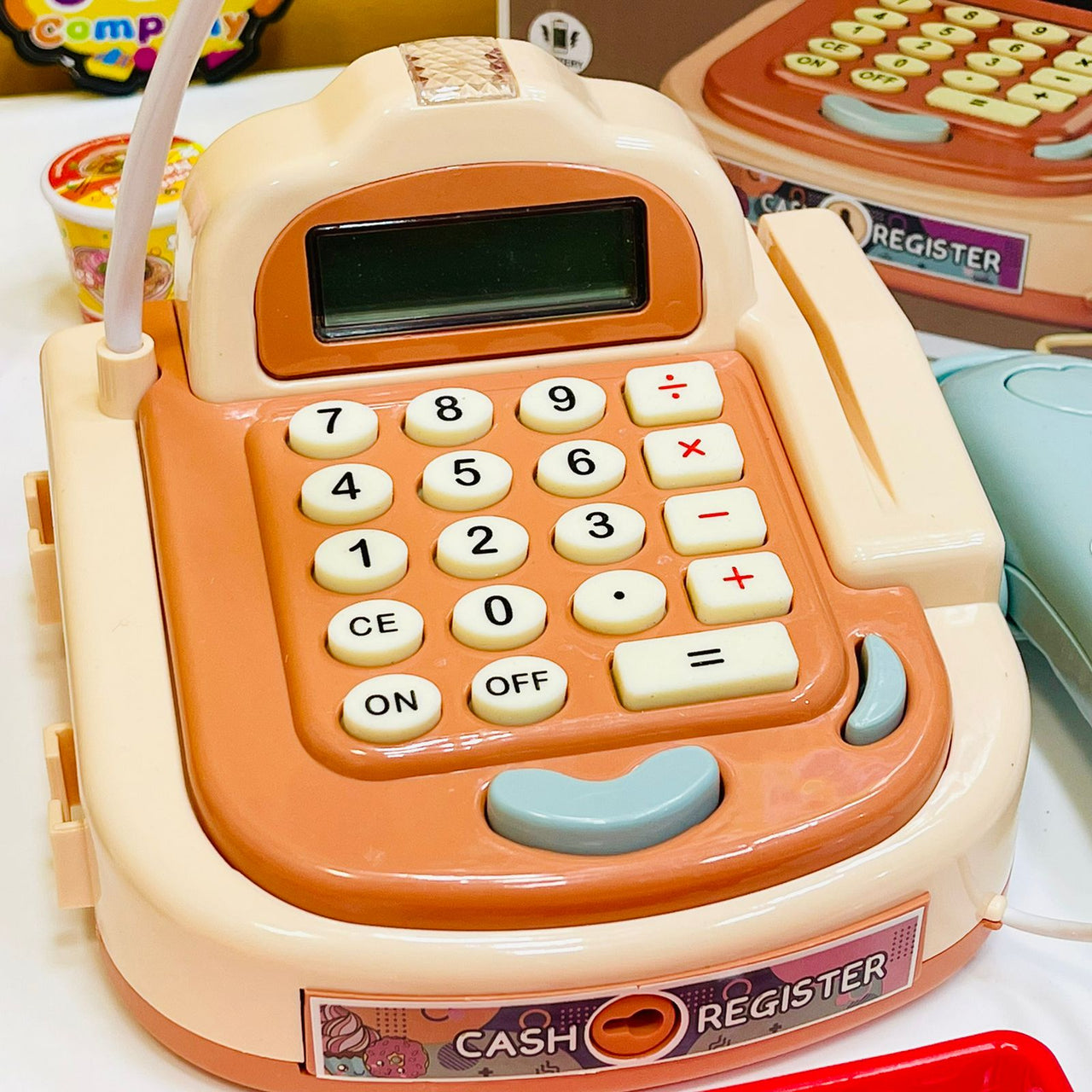 Mini Cash Register with Supermarket Items