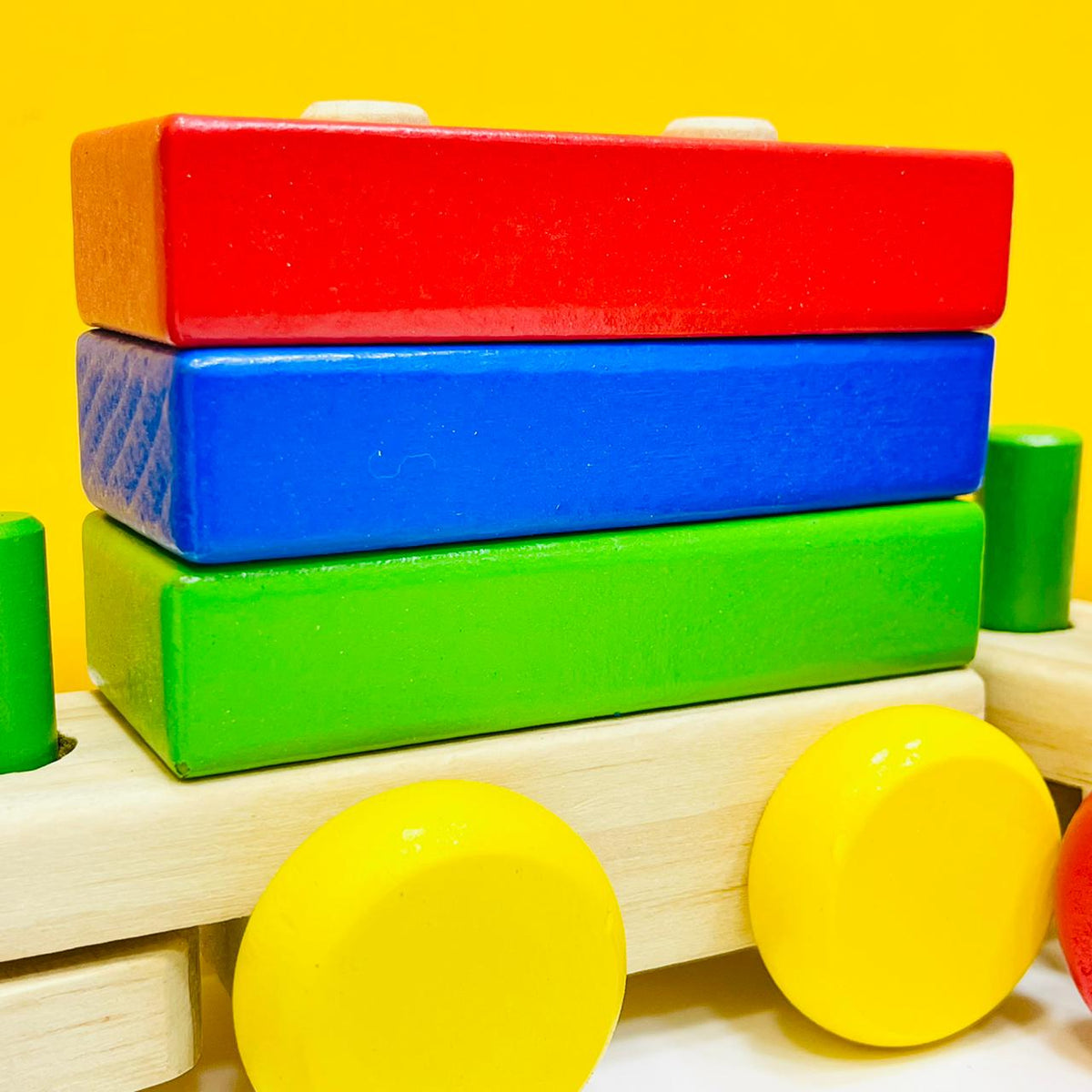 Three Section Wooden Blocks Train