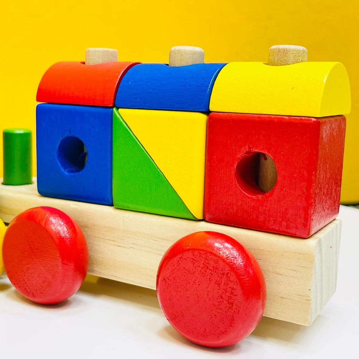 Three Section Wooden Blocks Train