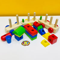 Three Section Wooden Blocks Train