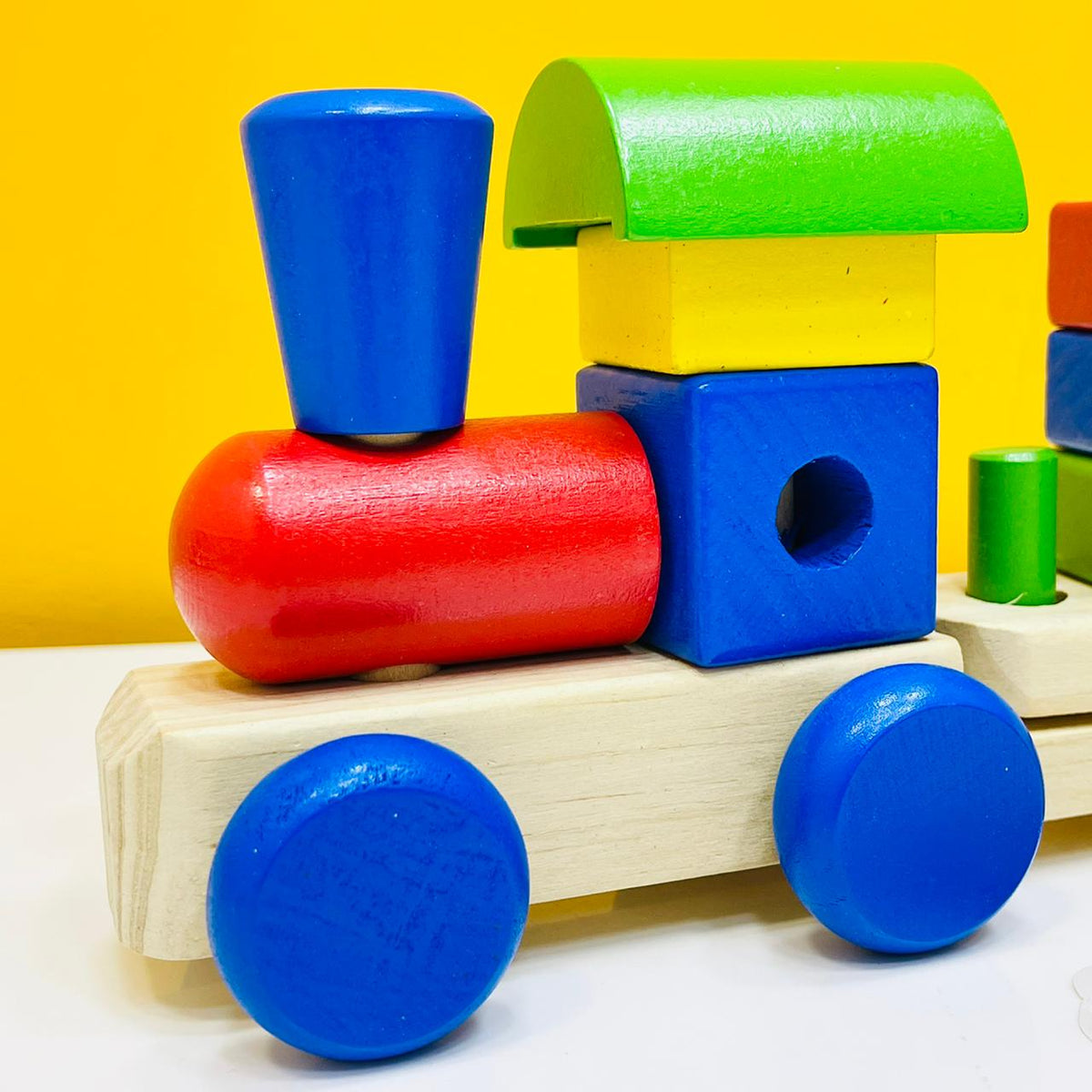 Three Section Wooden Blocks Train