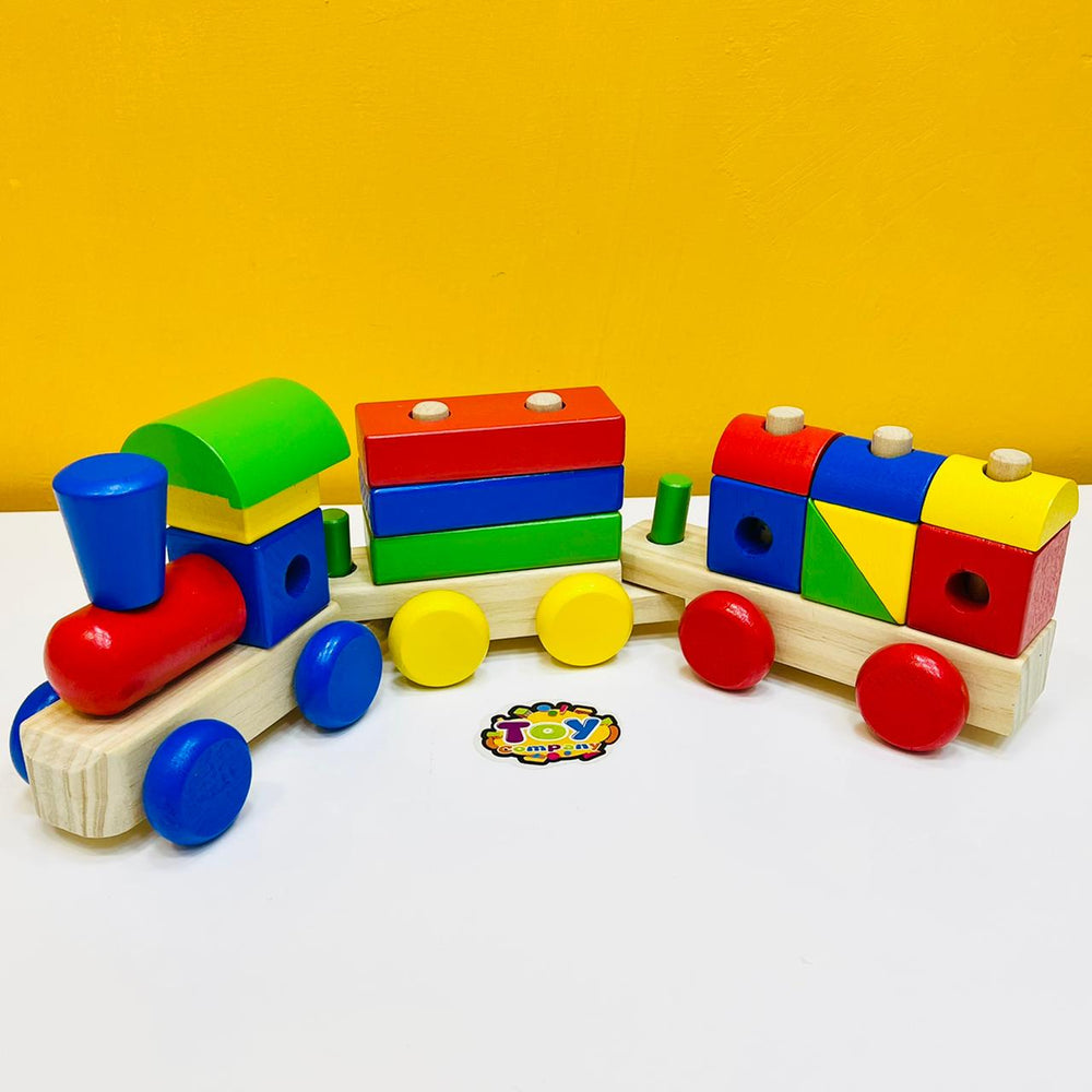Three Section Wooden Blocks Train