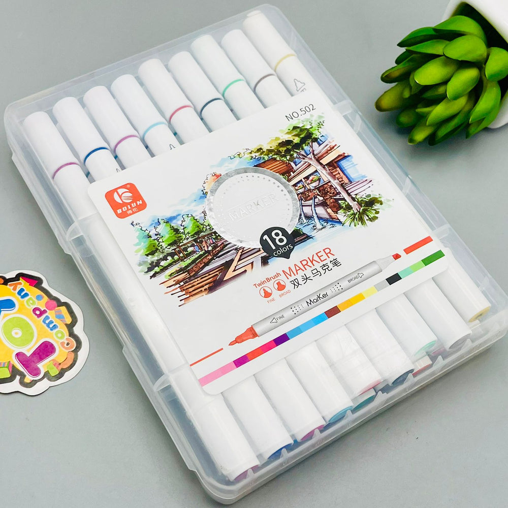 Premium 18 Colors Twin Brush Markers