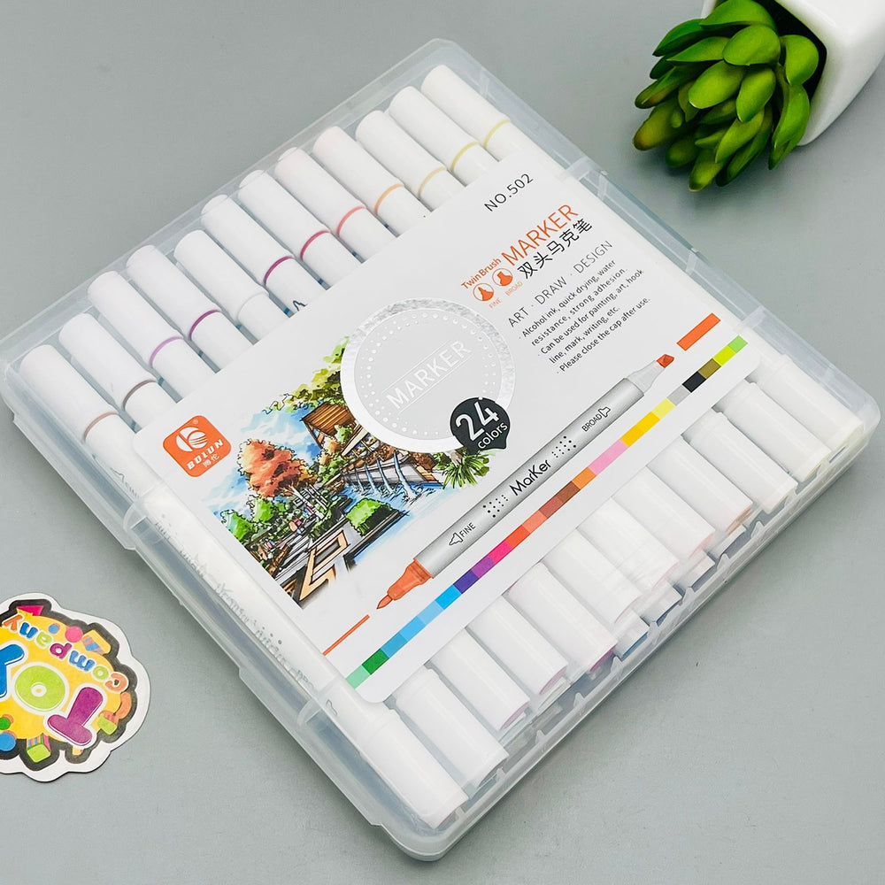 Premium 24 Color Twin Brush Markers