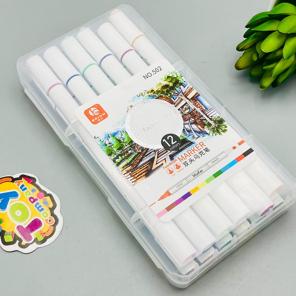 Premium 12 Colors Twin Brush Markers