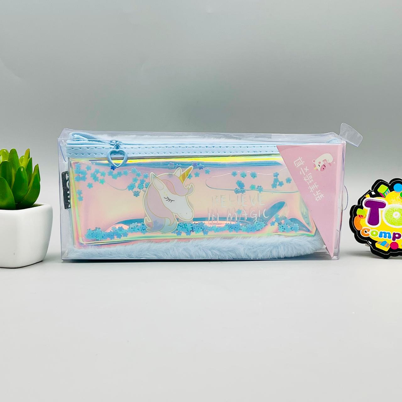 Unicorn Pencil Pouch with Floating Stars