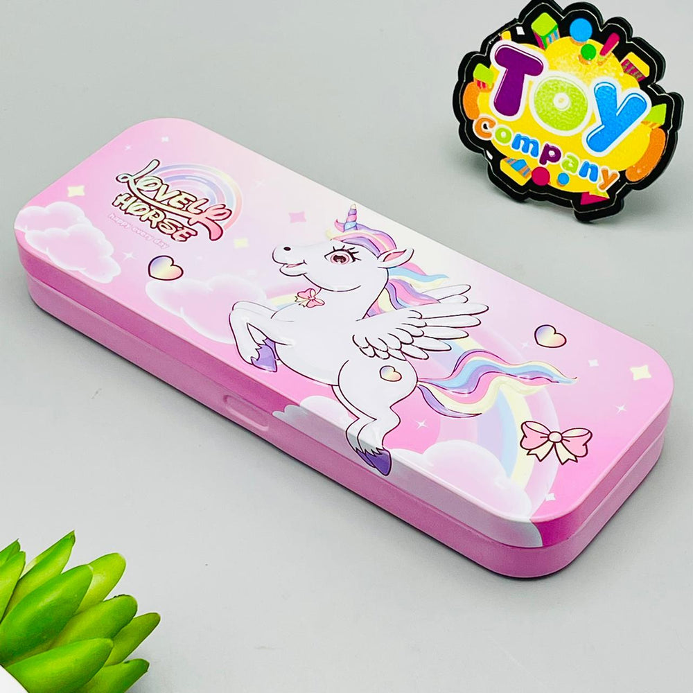 2-in-1 Lovely Unicorn Tin Geometry Box