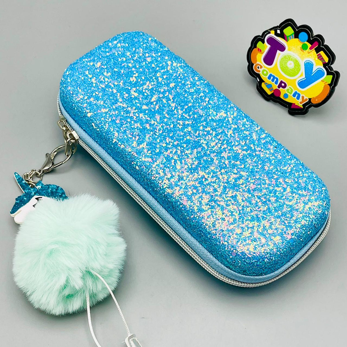Premium Glitter Pencil Pouch with Fluffy Unicorn