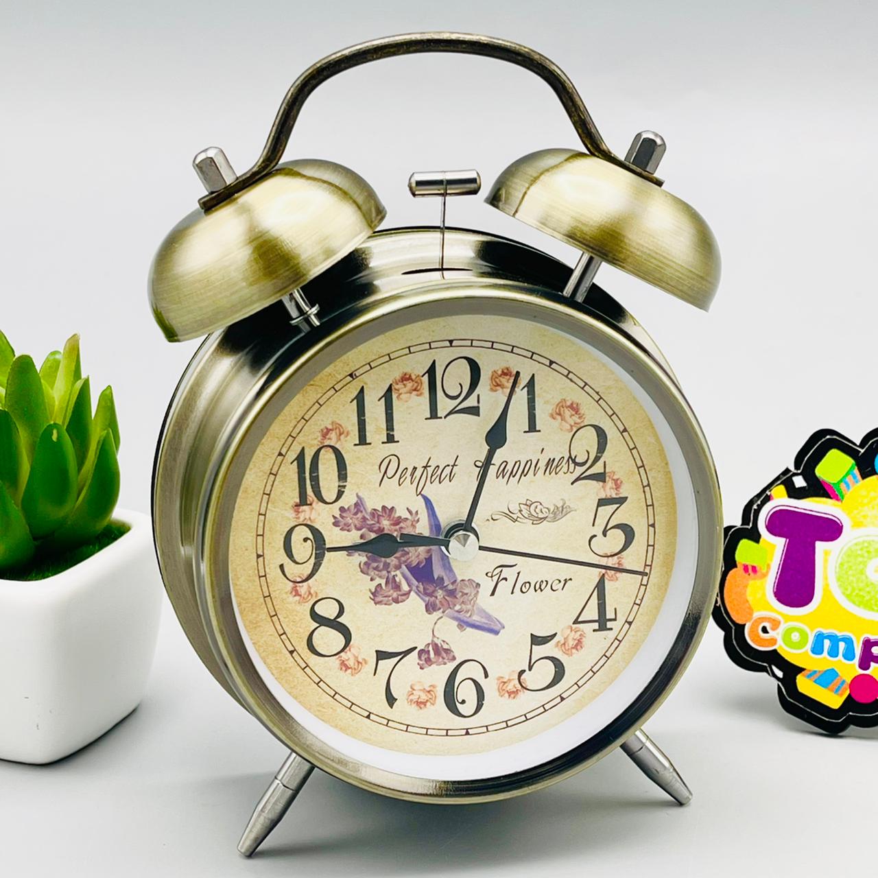 Vintage Table Alarm Clock - Metal