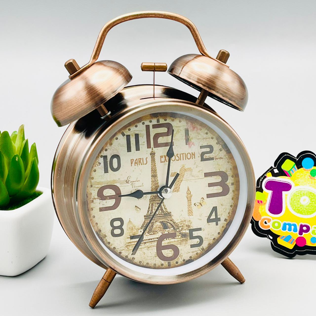 Vintage Table Alarm Clock - Metal
