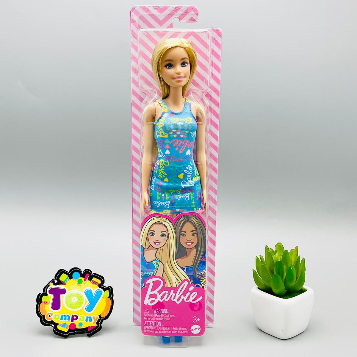 MATTEL Blonde Hair Blue Dress Barbie Doll
